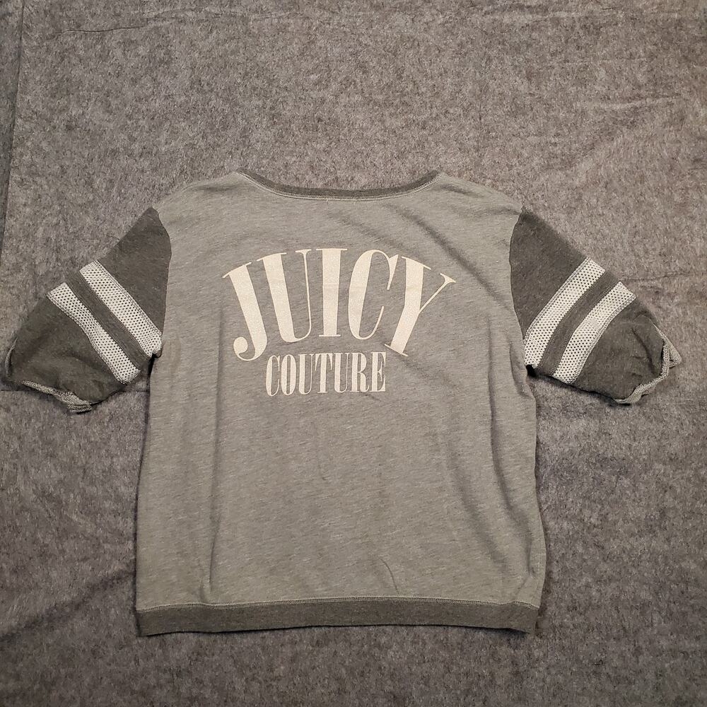 Juicy Couture Sweatshirt Top Womens Extra Large Spellout Glitter Half Sleeve